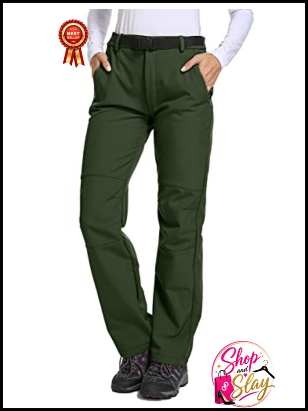 Waterproof Fleece Lined Cargo Ski Snow Pants Bootcut Outdoor